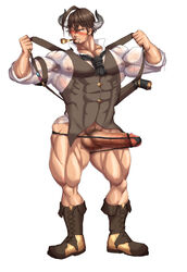 ass barawa bent_over blush boner boots chair cum draph erection eyes game gay granblue_fantasy horn horns huge_ass huge_cock hyper kuromine_hiraya male_only muscle muscles muscular muscular_male muscular_thighs nipples precum presenting red rpg solo suit teeth_clenched tie vein veins video_games yuatari