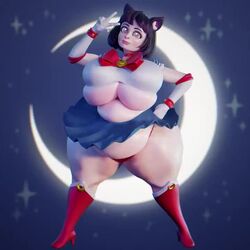 1girls 3d animated big_ass big_belly big_breasts bishoujo_senshi_sailor_moon breasts cat_ears chubby chubby_female clothing collar cosplay fat female female_only heels huge_ass huge_breasts kemonomimi large_breasts looking_at_viewer luna_(shubijubi) moon mp4 no_sound original original_character peace_sign plump plump_ass pose rotation sailor_moon_(cosplay) shubijubi skirt solo solo_female standing starry_background thick_thighs turntable_(animation) v video wide_hips yellow_eyes