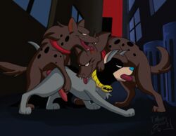 ace_the_bat-hound ace_the_bathound alley anal anal_sex animated balls batdog batman_(series) brown_body brown_fur bud_the_hyena_(dc) canid canine canis city collar dc dc_comics domestic_dog evil_grin feral frame_by_frame fur gangbang genitals gotham_city grey_body grey_fur group group_sex hyaenid lou_the_hyena_(dc) male male/male mammal muskydusky oral outside paws penetration penis red_sky sex short_playtime sky smile spots superhero tongue tongue_out trash_can window