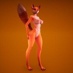 1:1 3d_(artwork) animal_humanoid anthro breasts canid canid_humanoid canine canine_humanoid digital_media_(artwork) female feral fox fox_humanoid game_(disambiguation) genitals hi_res humanoid hybrid mammal mammal_humanoid navel nipples nude pussy simple_background solo vanimate vanimateapp