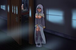 blue_stockings blue_thighhighs blush breasts disney ephemer foreteller_invi kingdom_hearts kingdom_hearts_χ masturbation nipples siren_zaibatsu skuld_(kingdom_hearts) snake_hood square_enix stockings straight tagme thighhighs