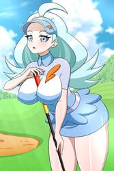 1girls alternate_version_available big_breasts breasts cleavage elite_four golf_club kahili_(pokemon) nintendo outdoors pokemon pokemon_sm solo solo_female tagme yensh