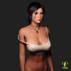 1girls 3d abs alternate_breast_size animated areolae big_breasts bouncing_breasts breasts breasts_out brown_eyes brown_hair cleavage crop_top curvy erect_nipples female female_only huge_breasts jiggling lara_croft lara_croft_(survivor) large_breasts long_hair necklace nipple_bulge nipple_slip nipples ponytail pyro_(artist) realistic short_video standing tagme tank_top tattoo tied_hair tomb_raider toned toned_female video wardrobe_malfunction