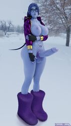 1futa 3d areolae big_breasts blender breasts cock_ring dickgirl erection futa_only futanari glasses large_breasts nipples overwatch penis shadowboxer snow solo thick_thighs wide_hips widowmaker