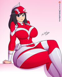 1girls aged_up artist_signature big_breasts black_hair blue_eyes blush breasts crossed_legs curvaceous curvy curvy_figure female_human hat hero_outfit_(mha) huge_breasts human kodai_yui mrstudmuffin my_hero_academia open_mouth sitting skin_tight small_waist solo solo_female spandex superhero_costume superheroine thick thick_thighs thighs thin_waist voluptuous wide_hips yui_kodai