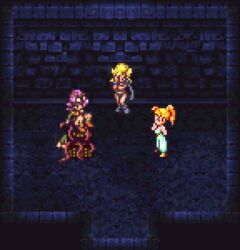 3girls ambiguous_penetration animated ayla_(chrono_trigger) chrono_(series) chrono_trigger clothed facepalm female female_only female_penetrated gif lucca_ashtear marle mimic multiple_girls pixel_animation pixel_art rtf12 sex sprite sprite_art sprite_edit tentacle tentacle_sex watching