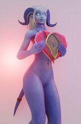 1girls 3d blue_eyes blue_skin female female_only hips itsmorti legs looking_at_viewer pussy solo solo_female thighs vagina valentine valentine's_day warcraft white_hair world_of_warcraft wow