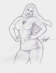 1girls atom_eve black_and_white chris_foulkes curvaceous curvy curvy_body curvy_female curvy_figure female female_only greyscale hourglass_figure invincible invincible_(comics) light-skinned_female light_skin monochrome pencil_(artwork) solo solo_female tagme voluptuous