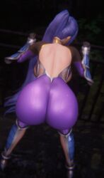 3d akiyama_rinko animated ass ass_shake backboob big_ass blue_hair bouncing_ass bouncing_breasts dat_ass female fifteen_rice from_behind huge_ass huge_breasts kunoichi long_hair ponytail solo tagme taimanin_(series) taimanin_asagi taimanin_yukikaze twerking