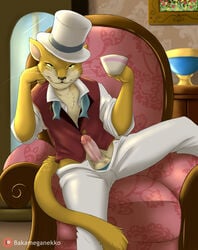 anthro bakameganekko balls baron_humbert_von_gikkingen better_version_at_source beverage clothing cup domestic_cat erection felid feline felis genitals gentleman half_naked hat headgear headwear hi_res humanoid_genitalia humanoid_penis invalid_tag inviting male male_only mammal neko_no_ongaeshi penis presenting seductive smile solo studio_ghibli tea testicles the_cat_returns top_hat