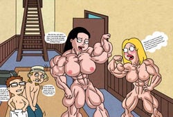 american_dad caption charfrog francine_smith hayley_smith hyper_muscles muscular_female size_difference steve_smith