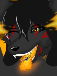 absurd_res anthro canid canid_demon canine demon duo female fenrir_(disambiguation) fenririan hellhound hellsha hi_res human human_prey macro male male/female mammal open_mouth predator/prey tongue vore wolfeddown