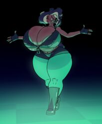 1girls 5h4m3l355 alternate_ass_size alternate_body_type alternate_breast_size big_ass big_breasts dark-skinned_female female female_only huge_ass huge_breasts hyper hyper_breasts marina_(splatoon) nintendo smooth_skin splatoon splatoon_2 thick_thighs