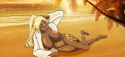 areolae beach big_breasts bimbo bleach breasts busty edit erect_nipples female female_focus female_only hourglass_figure large_breasts micro_bikini monkeyman_(artist) nipples outdoors screenshot_edit shihouin_yoruichi skimpy skimpy_bikini solo tagme wide_hips