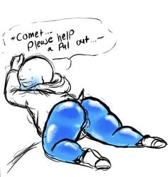 1girls ass back_view big_ass big_butt blue_body blush butt female female_only hi_res pussy pussy_juice rule_63 sans toonnaughty underswap underswap_sans undertale undertale_au