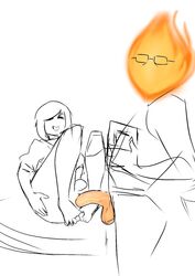 feet fire foot_fetish frisk gay grillby hi_res male_on_male orange_penis tagme undertale yaoi zoobertyy