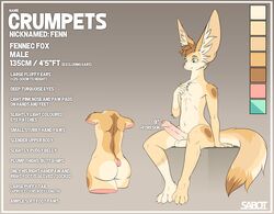 absurd_res anthro balls canid canine crumpets_(sabotfennec) fennec fennec_ears foreskin fox genitals hi_res invalid_tag male mammal paws penis reference_image sabotfennec simple_background solo uncut