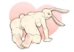 2021 all_fours anthro anus ass beastars breasts domestic_rabbit feet female fingering fingering_self fur genitals haru_(beastars) hi_res lagomorph leporid long_ears looking_back mammal masturbation nipples nude one_eye_closed oryctolagus pussy rabbit rear_view soles solo spicedpopsicle vaginal_masturbation vaginal_penetration white_body white_fur