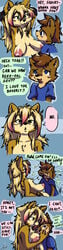 1:4 absurd_res age_difference anthro aunt aunt_and_nephew bad_parenting begging beverly_(sloss) big_breasts breasts canid canine canis clothed clothing comic dialogue english_text female hi_res highlights_(coloring) inviting little_man_(sloss) long_image male male/female mammal older_female profanity propositioning sagging_breasts sloss tall_image text topless wolf younger_male