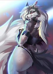 1girls fur furry grey_fur helluva_boss loona_(helluva_boss) solo sugene sukiskuki tagme vivienne_medrano