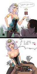 2koma ahe_gao areolae arm_grab breast_slip breasts cowgirl_position dark-skinned_male dark_skin fucked_silly heart-shaped_pupils instant_loss instant_loss_2koma interracial league_of_legends lucian_(league_of_legends) nipple_slip nipples qiyana_yunalai ssop teemo vaginal_penetration white_hair yellow_eyes