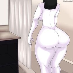 2021 ass ass_focus big_ass black_hair everyone_is_so_mean_2_me facing_away female huge_ass meme nude nude_female saltynoodles shower sideboob solo thick_thighs veronica_(saltynoodles) voluptuous white_skin