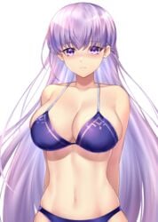 1girls absurdres alternate_breast_size arms_behind_back big_breasts bikini blush braid breasts cleavage collarbone commission embarrassed female fire_emblem fire_emblem:_the_binding_blade halterneck highres large_breasts long_hair looking_at_viewer nasaniliu navel nintendo purple_bikini purple_eyes purple_hair skeb_commission solo solo_female sophia_(fire_emblem) swimsuit transparent_background very_long_hair