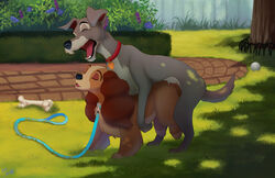 2d ambiguous_penetration bird_dog canid canine canis canon_couple closed_eyes cocker_spaniel collar disney domestic_dog duo female female_penetrated feral feral_on_feral feral_penetrated feral_penetrating feral_penetrating_feral from_behind_position full_color hi_res hunting_dog lady_(lady_and_the_tramp) lady_and_the_tramp male male/female male_penetrating male_penetrating_female mammal open_mouth outside penetration quadruped schnauzer sex shembreopheline spaniel tramp