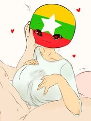 big_breasts countryhumans countryhumans_girl cum cum_in_clothes cum_stain cum_through_clothes cum_through_clothing cum_under_clothes flawsy hand_on_cheek hand_on_face heart heart-shaped_pupils heart_earrings myanmar/burma_(countryhumans) myanmar_(burma) myanmar_(countryhumans) outercourse paizuri paizuri_under_clothes tagme thailand_(countryhumans) touching_breast