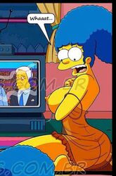 big_breasts croc_(artist) lingerie marge_simpson milf see-through the_simpsons