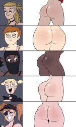 ass ass_chart ass_comparison big_ass butt_size_difference chart dark_skin female hellonearthiii hijab niqab pripyatory_(hellonearthiii) uzi_(hellonearthiii)