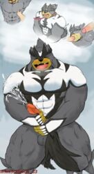 absurd_res bara furry hi_res human humanoid legendary_pokémon male male/male male_only mammal nintendo pokémon_(species) pokemon urshifu video_games whit3salmon_23