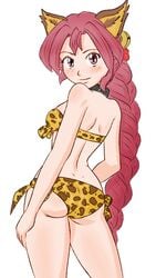 1girls animal_ears ass bell bikini blush blushing butt collar color dark_chronicle dark_cloud dark_cloud_2 dat_ass dimples_of_venus female leopard leopard_print long_hair looking_at_viewer monica monica_raybrandt outfit pink_eyes red_hair ribbon smile smiling smiling_at_viewer solo