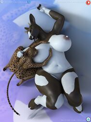 3:4 3d_(artwork) anthro ass bessie_(loneclaw) big_breasts bodily_fluids bovid bovine breast_holding breast_hug breast_sucking breastfeeding breasts cattle cheetah daz3d daz_3d daz_studio digital_media_(artwork) duo felid feline female female/female hi_res holding_breast huge_breasts huge_hips huge_thighs lactating laying_on_ground loneclaw lying lying_on_ground mammal milk on_back pinup pose size_difference sucking thick_thighs wide_hips yuri