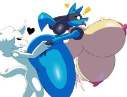 ! absurd_res anthro arm_pull ass big_breasts big_butt black_sclera blue_body blue_fur bodily_fluids breasts canid canine canis cum cum_in_pussy cum_inside curvaceous curvy_figure duo female from_behind_position fur genital_fluids heart hi_res huge_breasts hyper hyper_breasts itisjoidok joid_(itisjoidok) larger_female lucario male male/female mammal multicolored_body multicolored_fur nintendo nipples nude pokemon pokemon_(species) prison_guard_position red_eyes sex simple_background size_difference smaller_male smile standing standing_sex tongue tongue_out vaginal_penetration video_games voluptuous white_background white_body white_fur wide_hips yellow_eyes