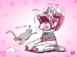 1boy 1girls 2d age_difference arcee arcee_(g1) artist_logo artist_request aunt_and_nephew beast_wars big_breasts blue_eyes blush blushing breasts breasts_out full_body grandaunt grandnephew great_aunt great_nephew heart_eyes heart_pasties hetero jumping maximal mechanical medium_breasts nipples panties partially_clothed pink_body pink_nipples pink_panties pink_skin presenting_breasts rat rattrap robot robot_girl self_exposure showering size_difference straight tagme_(artist) transformers transformers:_beast_wars transformers_g1 wariza