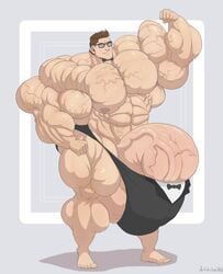 abs biceps bowtie brown_hair bulge cum cumshot darkchicken flexing flexing_bicep gay glasses huge_balls huge_cock human hyper hyper_balls hyper_genitalia hyper_muscles hyper_penis hyper_testicles male male_only muscle muscles muscular muscular_arms muscular_legs muscular_male muscular_thighs nipples solo thong underwear veins veiny_penis