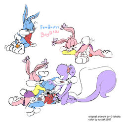 anthro babs_bunny buster_bunny female fifi_la_fume fur furry ishoka male mammal rabbit rule_63 skunk straight tagme tiny_toon_adventures uncensored warner_brothers