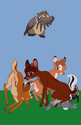 anus bambi_(character) bambi_(film) cub disney faline feral flower_(bambi) owl penis pussy ronno skunk testicles theother thumper