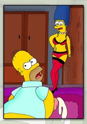 clothes color cum female handjob homer_simpson human indoors male marge_simpson masturbation penis the_simpsons yaoinami