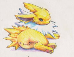 eeveelution female female_only feral jolteon lying nintendo nude on_side pokemon pokemon_(species) pussy simplepale solo tagme yellow_fur