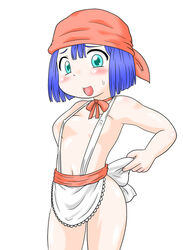 apron blush dragon_quest dragon_quest_ix flat_chest izumi_gakuen naked_apron rikka_(dq9) tagme