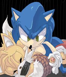 anthro blue_fur bondage fox furry gay handjob hedgehog male male_only mammal multiple_males purplekecleon rape rope rope_bondage sega sonic_(series) sonic_the_hedgehog tagme tails toony yaoi