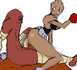 1boy 1girls anthro breasts color erection female from_behind hitmonchan hitmonlee hybrid_penis interspecies looking_back male nintendo penis pokemon pokemon_(species) reverse_cowgirl_position rule_63 sex side_view straight toony vaginal_penetration