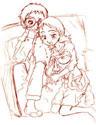 1girls aiko_senoo breasts censored counterparts eyes female gabagobogebe hair handjob human male monochrome ojamajo_doremi penis short_hair sketch straight