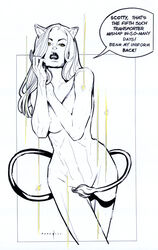 1girls alien alien_girl animal_ears artist_name black_and_white catthouse_studios completely_nude dialogue english female female_only long_hair naked navel nude roadkill_(catthouse_studios) shiboline_m'ress signature solo speech_bubble star_trek star_trek_the_animated_series tail text text_bubble