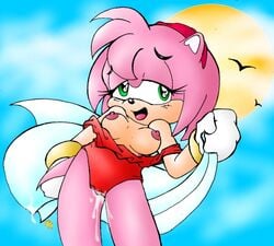 amy_rose beige_skin big_head breasts clothing color drs female female_only front_view fur furry hedgehog huge_eyes pink_fur solo sonic_(series) tagme toony