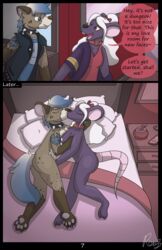 absurd_res anthro bed clothing comic duo english_text female female/female furniture hi_res hyaenid magic magic_user mammal murid murine nude page_7 plantigrade rat rodent roxythefoxy undressing witch yuri