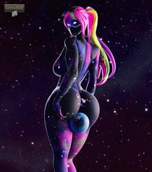 1girls breasts cosmic_skin curvy eyewear_on_head female fortnite galaxia_(fortnite) giantess nude planet wotm8h8