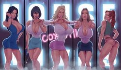 5girls 5milfs anya_white bianca_blackwood big_ass big_breasts bimbo clothed coxville_stories female female_only gym_shorts hoop_earrings hoop_earrings_oversized ivana_swallows jenny_summers mature_female milfs multiple_girls nurse sammy_spitzman skirt tagme teacher temogam